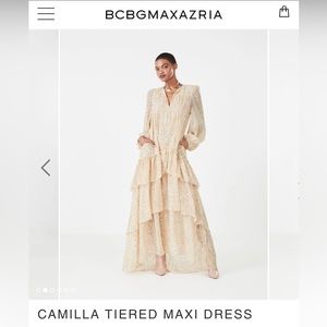 BCBGMAXAZRIA Camilla Tiered Maxi Dress XS in cream. New with tags.